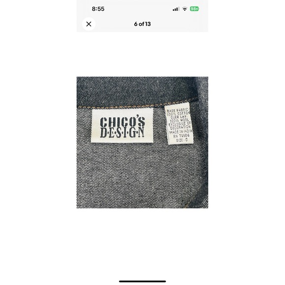 Chico's Denim Jean Jacket Womens‎ Sz 0 Small 4 Tapestry Black Burgundy Boho Wool - Picture 3 of 10